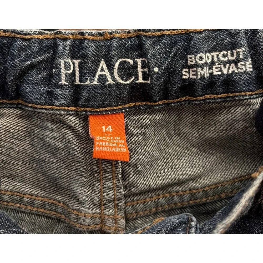 2 Pair Childrens Place Boys Youth Bootcut Jeans Elastic Waist Size 14 Regular